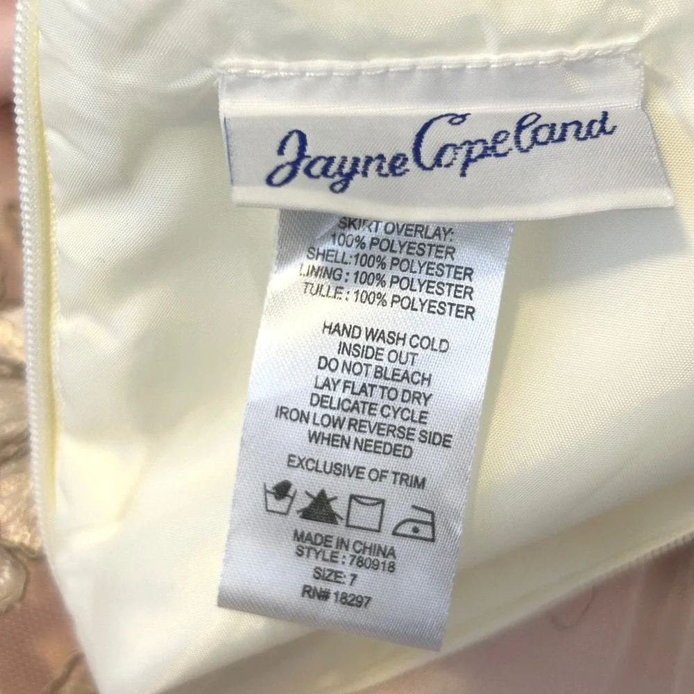 Jayne Copeland Girls Cream Pink Gold Floral Embroidered Party Dress Size 7‎